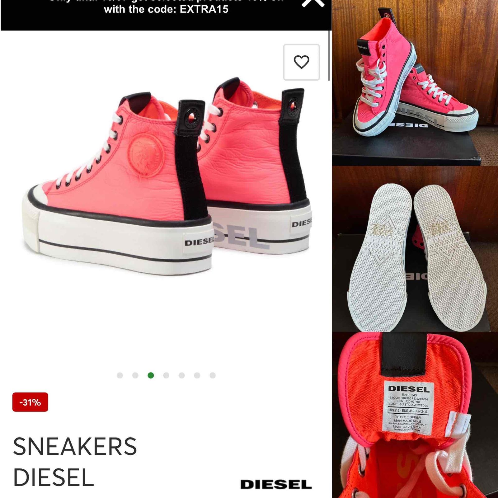 Women | Diesel S-Astico Mc Wedge Pink/Coral Flu | YAGA