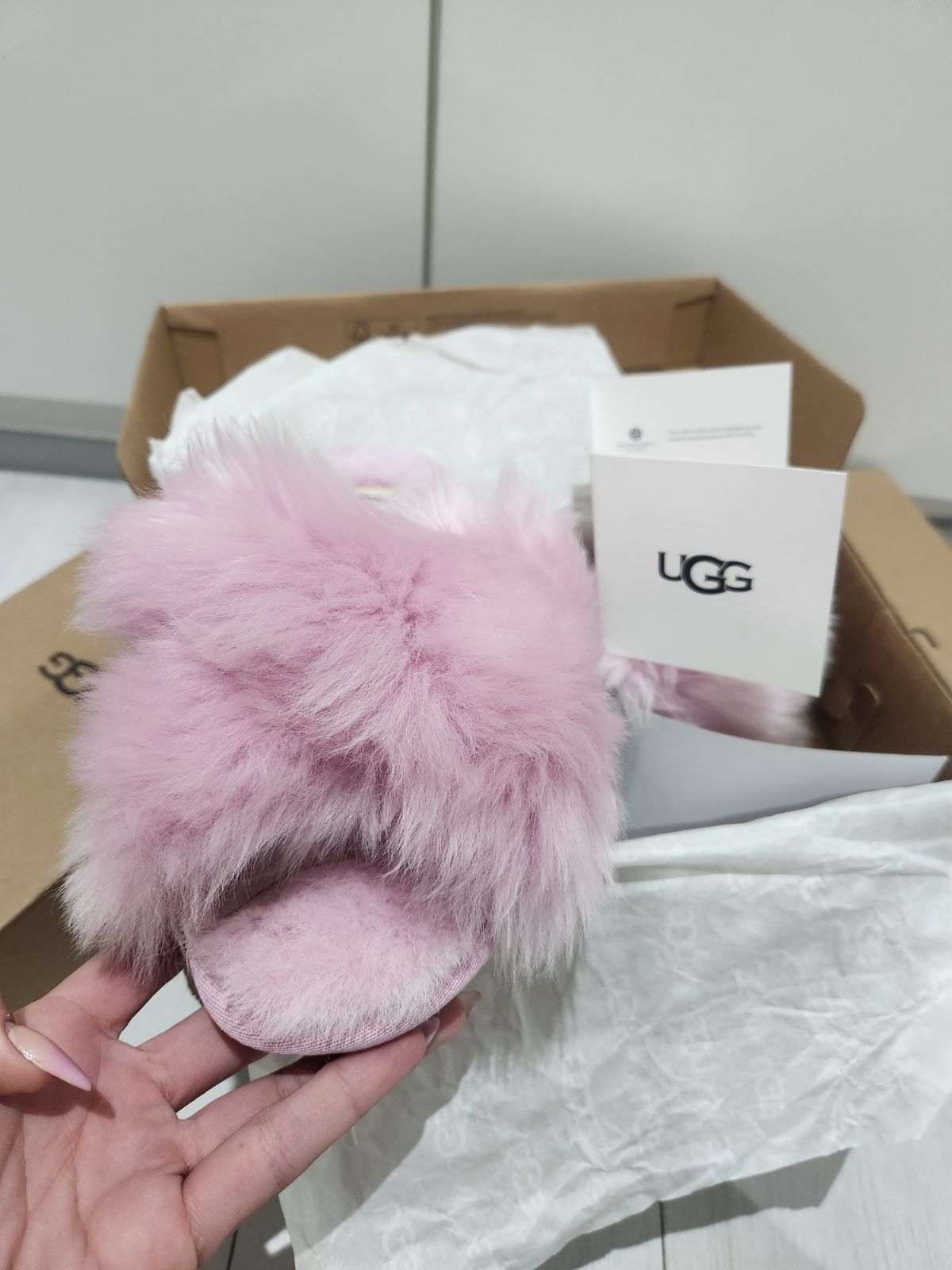 Pink fur ugg slippers hot sale