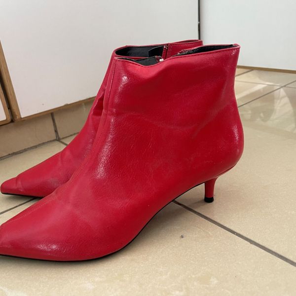 Red kitten heel sale ankle boots