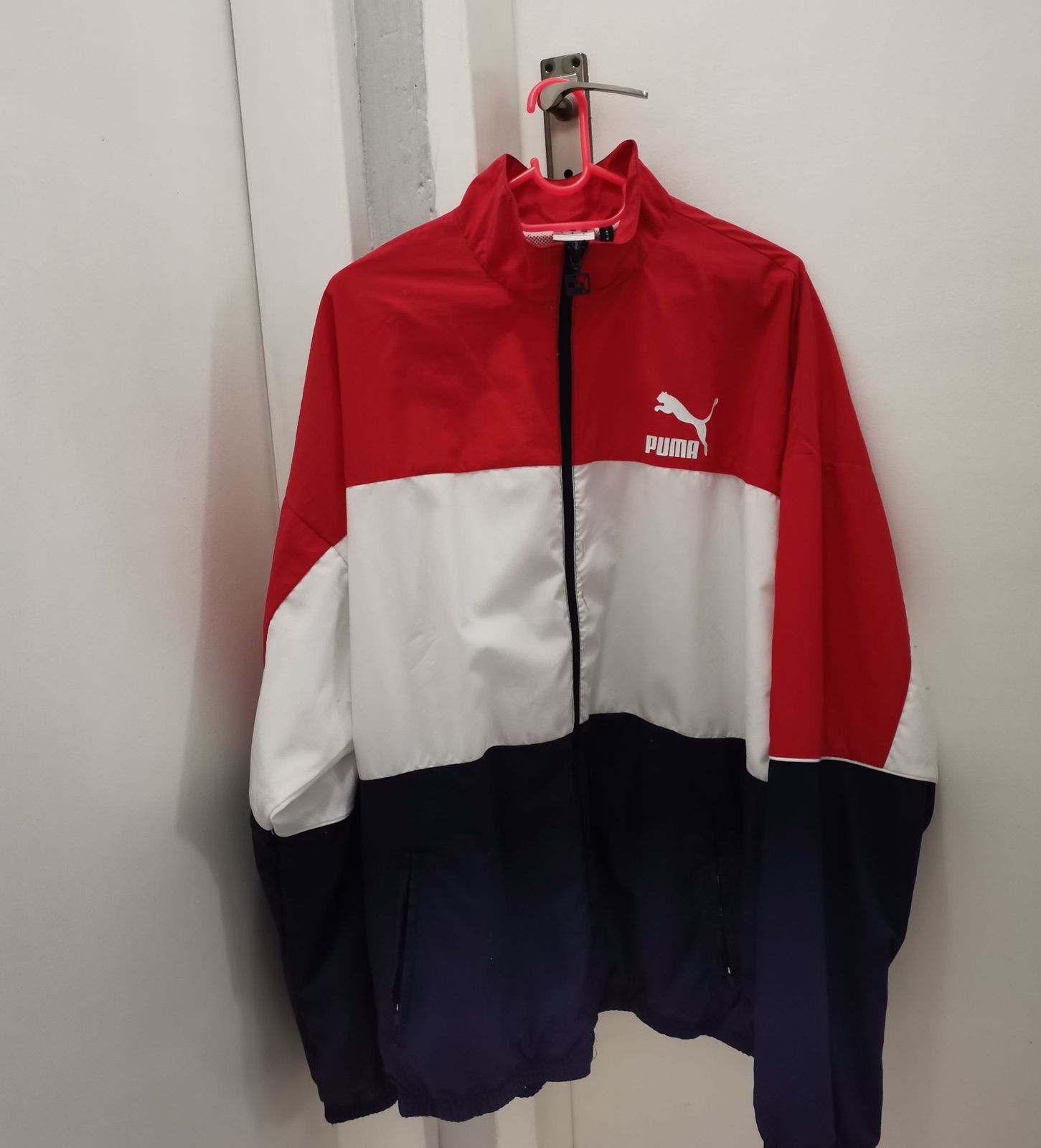 Red white and hot sale blue puma jacket