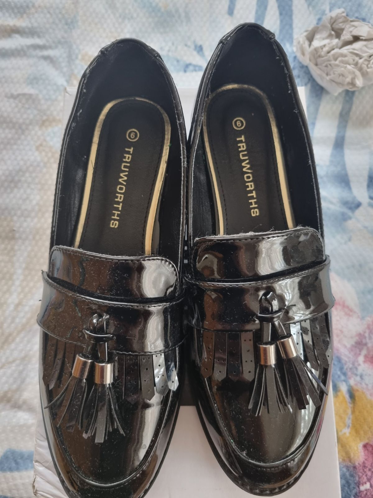 Women Black truworths mocassion shoe hardly YAGA