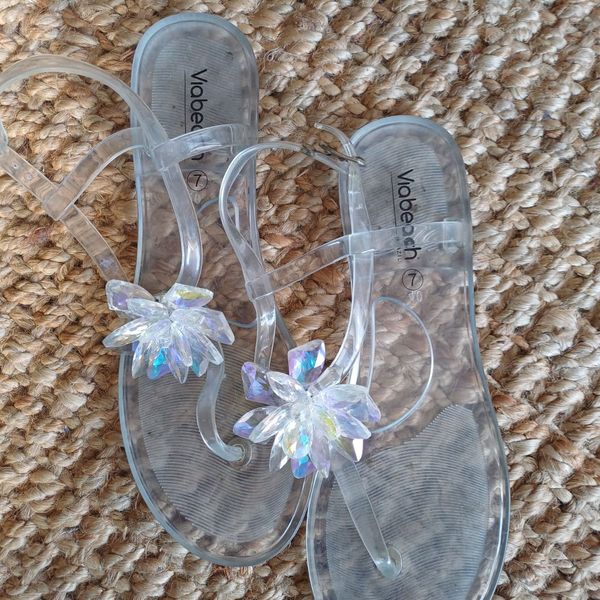 Clear plastic 2025 flip flops