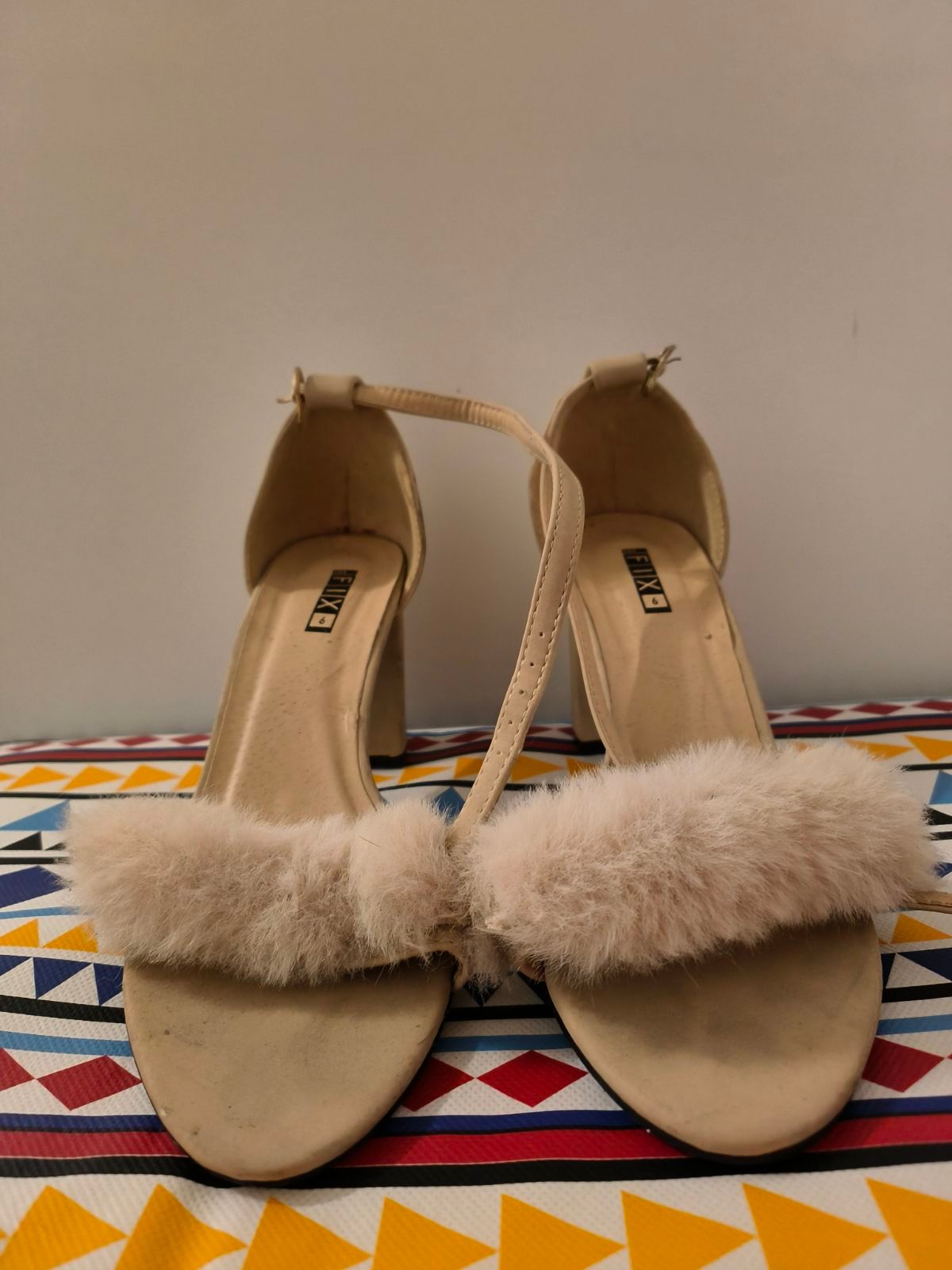 Grey on sale fluffy heels