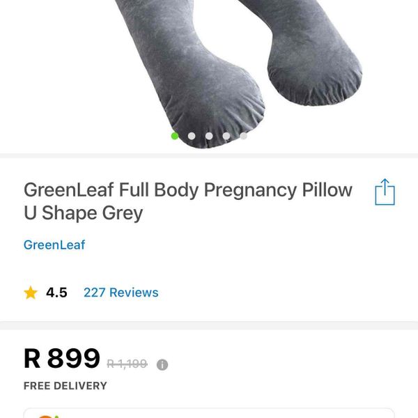 GreenLeaf Full Body Pregnancy Pillow U Shape - Grey