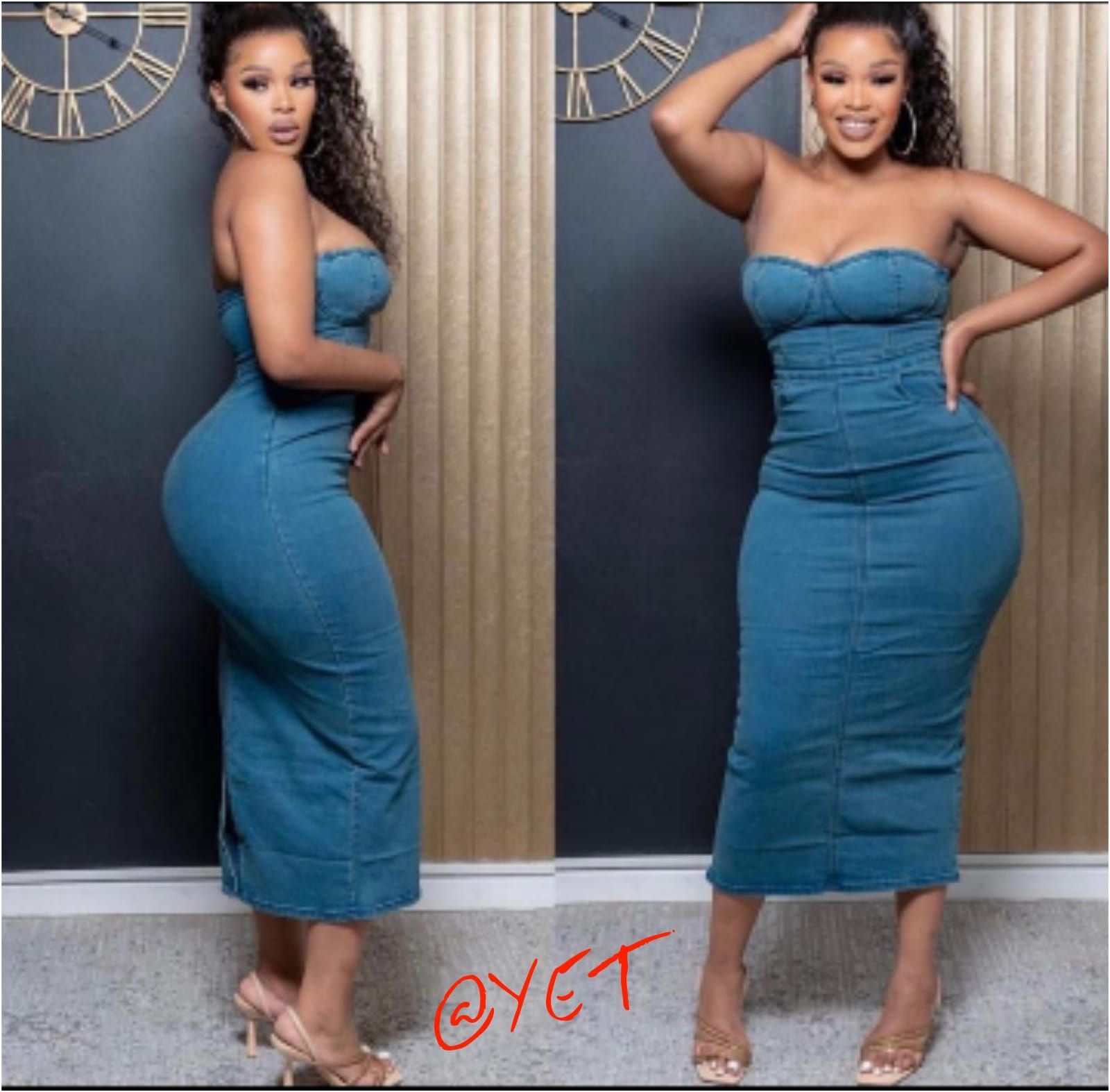 Denim boob tube dress Sizes S to 2xl