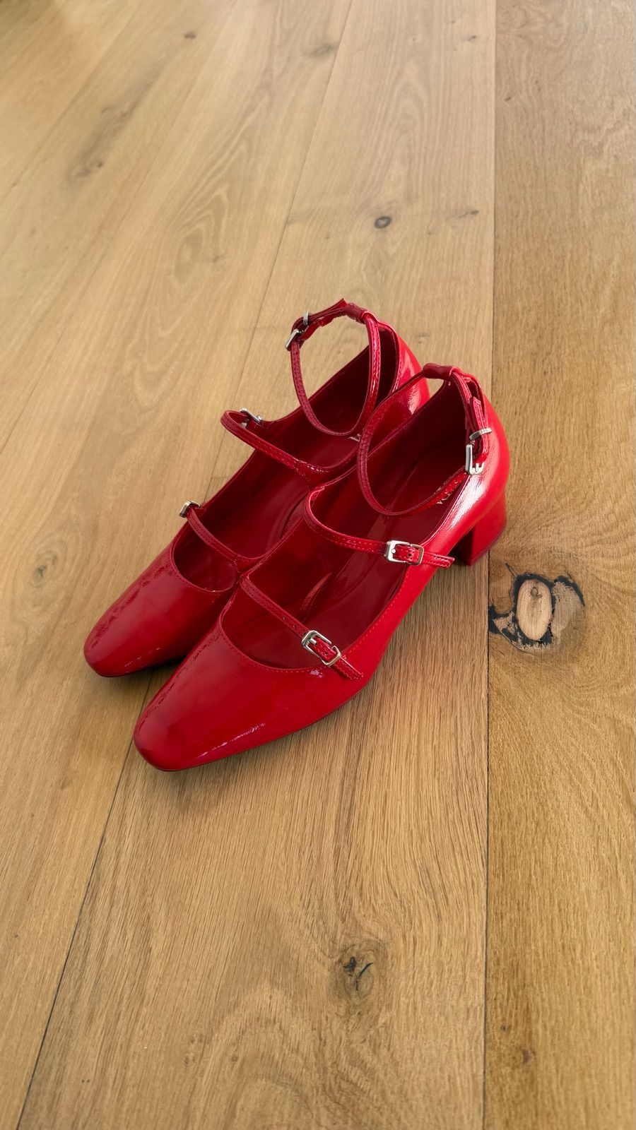 Women Zara Red Mary Janes YAGA