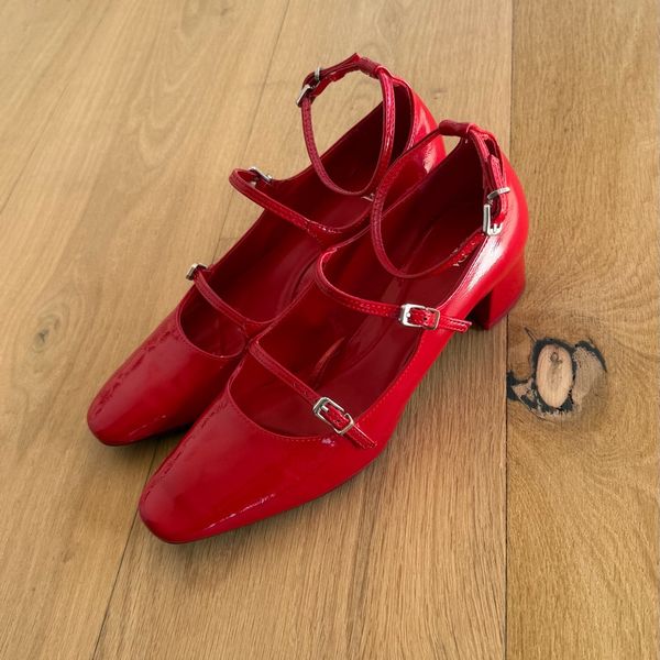 Women Zara Red Mary Janes YAGA