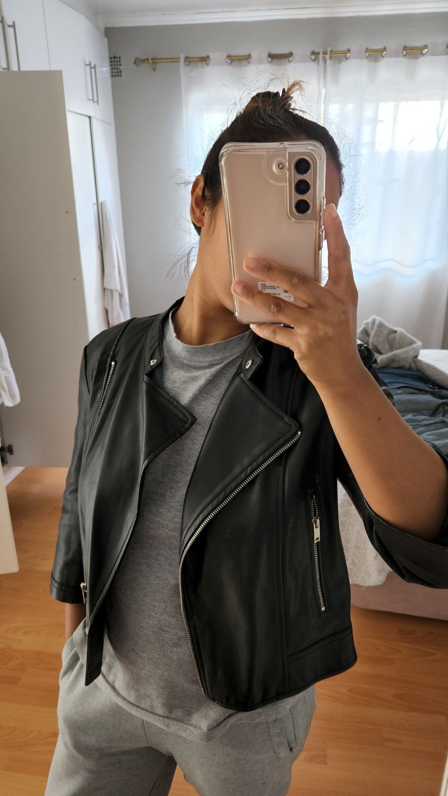 Topshop dolly leather on sale jacket