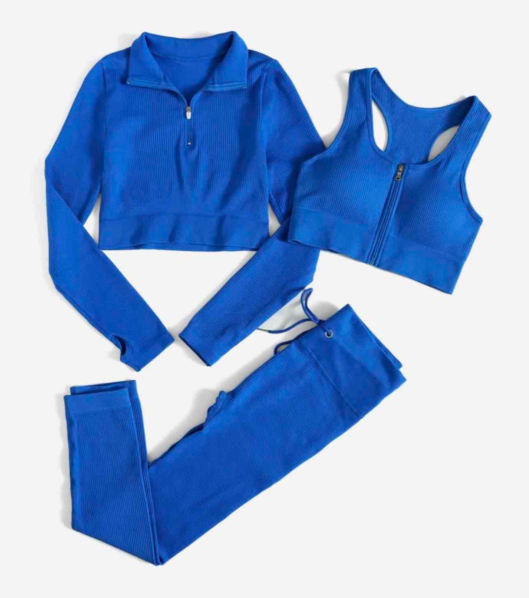 Women, 3pcs Seamless High Stretch Sports Set