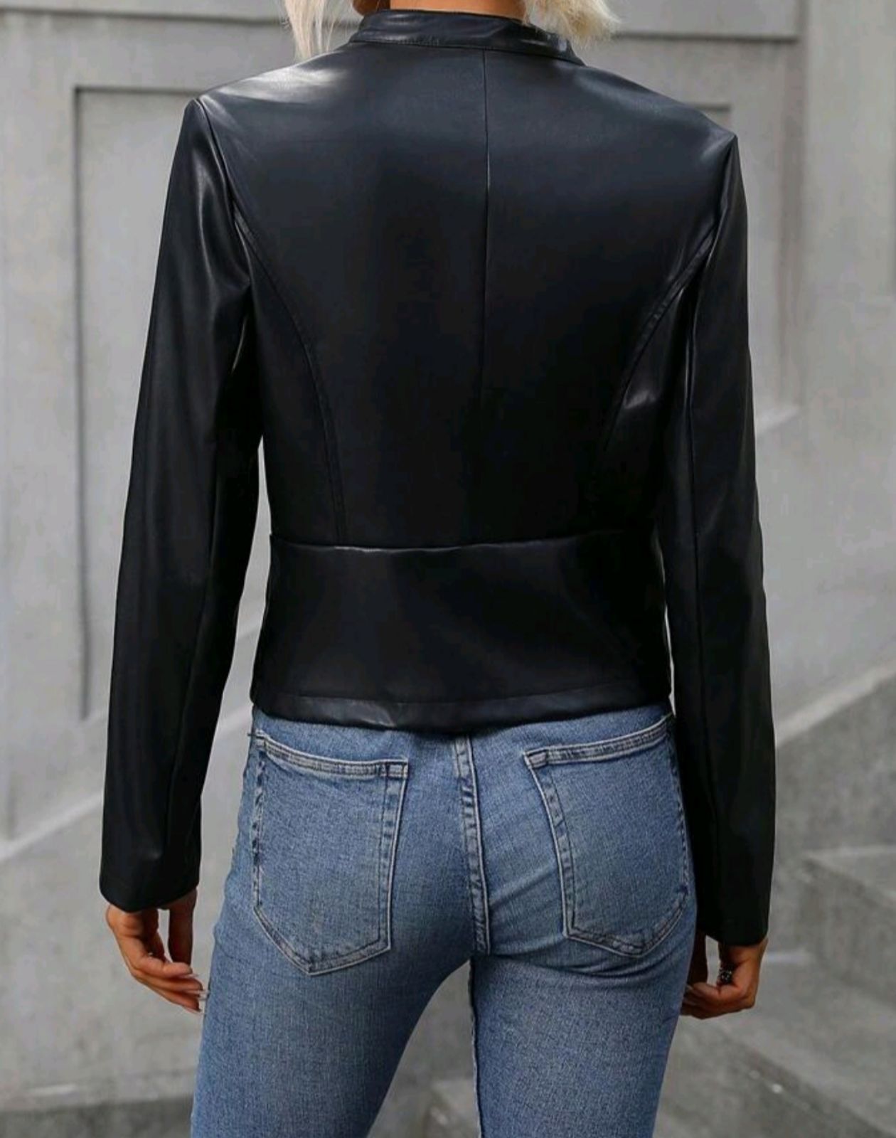 Women | Faux leather jacket with zip detail and | YAGA