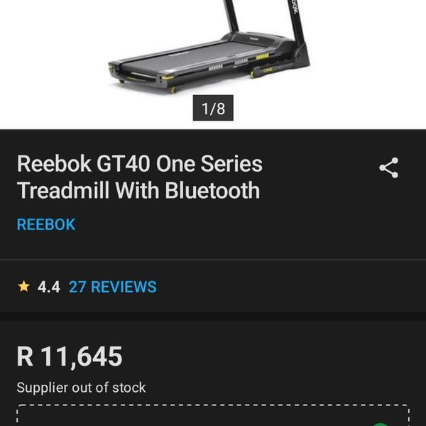 Sports Leisure Reebok GT40 One Series Treadmill with B Yaga SA