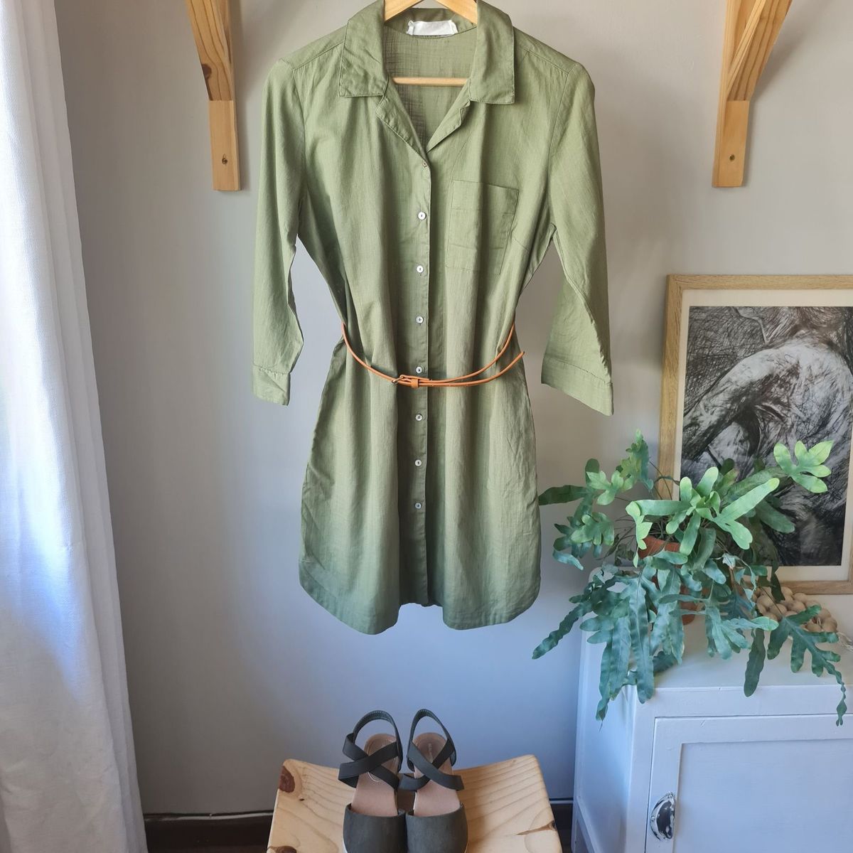 Olive green shirt dress outfit hot sale