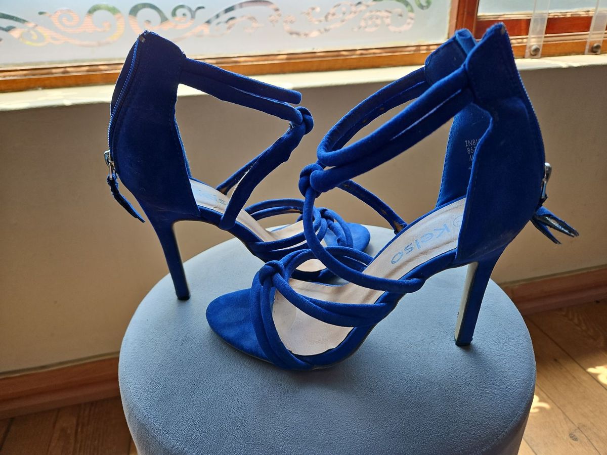 Electric blue strappy heels hot sale